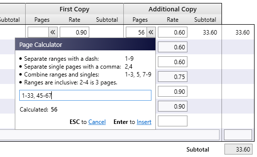 Invoice page calculation